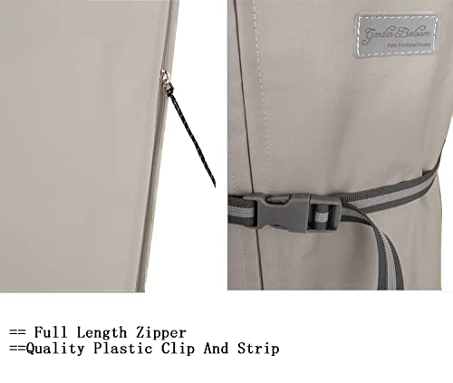 Patio Umbrella Cover with Rod for 7 to 11 Ft Umbrellas & 15 Ft Double-Sided Umbrellas, Protective Waterproof Cover with Zipper, Beige