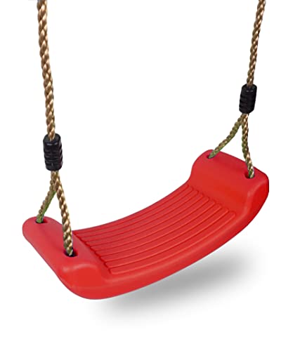 Swing Seat - Toddler Baby Child Outdoor Garden With T-Bar Adjustable Rope Sturdy High Back Chair - Red