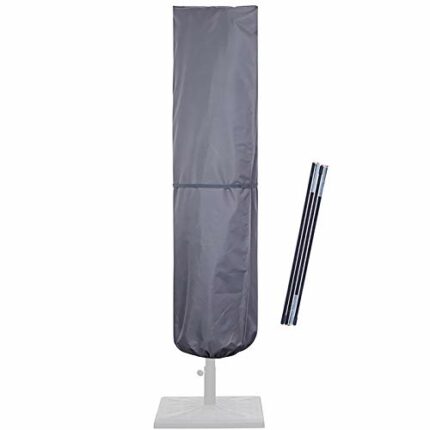 SUPERJARE Patio Umbrella Cover with Rod for 7 to 11 Ft Umbrellas & 15 Ft Double-Sided Umbrellas, 600D Protective Waterproof Cover with Zipper, Gr