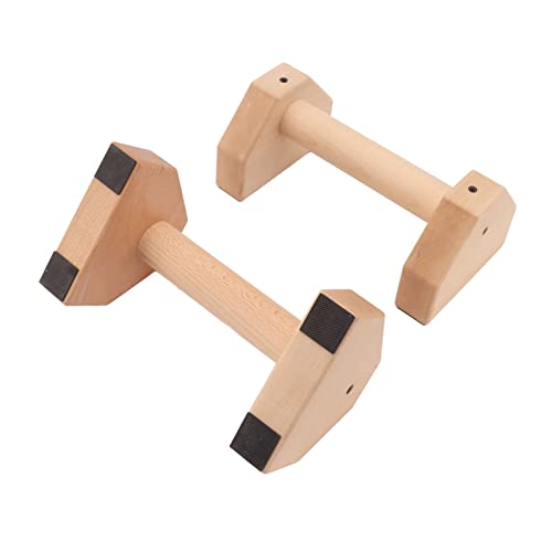 Asixxsix Push Up Bars, 2 Pcs Wooden Fitness Parallettes Bars Handle Stands Grip Handstand Trainer Push Up Handles with Non Slip Rubber Feet for F