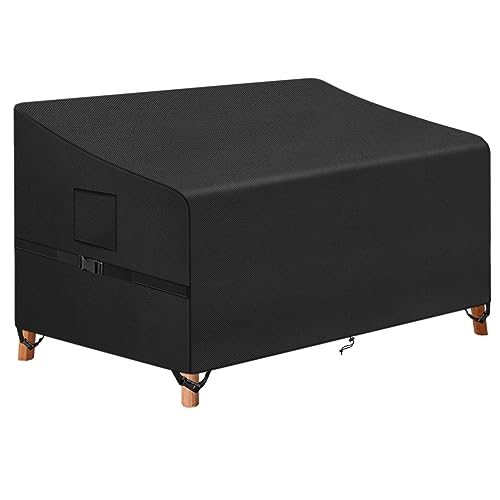 Kovshuiwe 4 Seat Garden Bench Cover Waterproof Oxford Fabric,Protective Cover for Garden Seat,Waterproof, Windproof, Heavy-duty,4200D Oxford Fabr