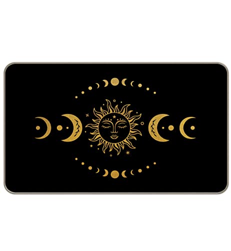 MIXDING Burning Sun Moon Phases Tarot Entrance Door Mat 17x30 Inch Doormats Decor, Mysterious Astrology Tarot Art Home Front Door Porch Outdoor I