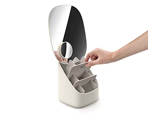 Joseph Joseph Viva Pedestal Mirror and Makeup Organiser with removal divider - Shell