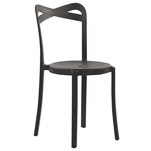 Modern Garden Dining Set Synthetic 4 Stacking Chairs Black Sersale/Camogli