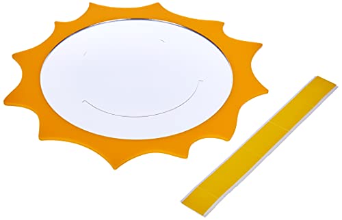 Mungai Mirrors 30cm Happy Sun Acrylic Mirror, Silver, 14