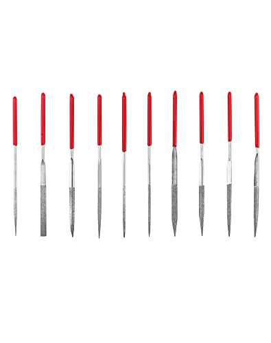QWORK® Needle File Set, 3x140mm Mini Modelling Files Diamond Files for Metal Plastic Glass Wood Jewelry Rough Carving, 10Pcs