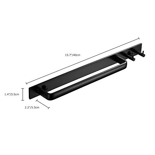 Gabriera Towel Bar with 2 Hook for Bathroom Kitchen 15.7" Towel Holder Rack Wall Mounted Aluminum