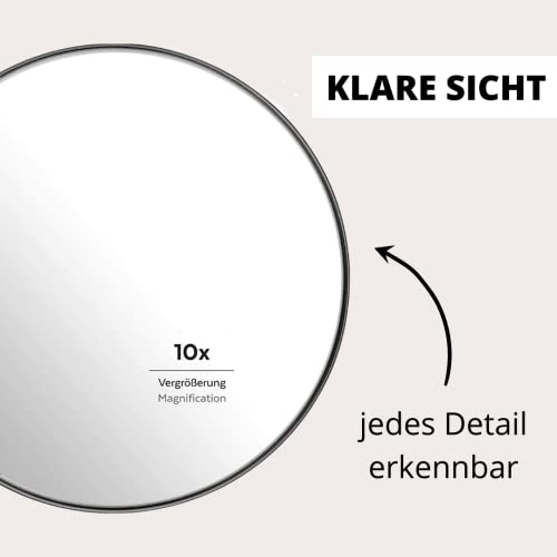 PARSA Beauty Suction Cup Shower Mirror Bathroom Mirror with 10x Magnification Black Matte