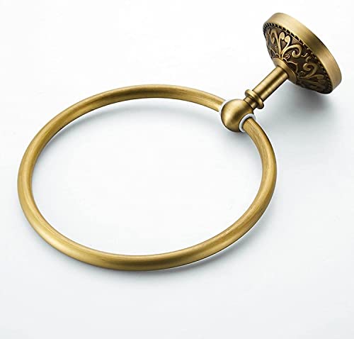 RAKUTE European Style Towel Ring, All Copper Round Towel Rack, Antique Towel Hanging Ring, Bathroom Towel Holder Bathroom Ring