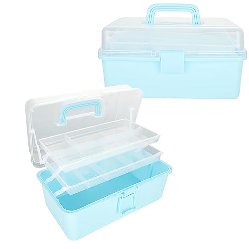 YAYODS 2 PCS 3 Layer Multipurpose Storage Box, Medicine First Aid Storage Box Home, Art & Crafts Case, Sewing Box with Handle for Craft, Cosmetic