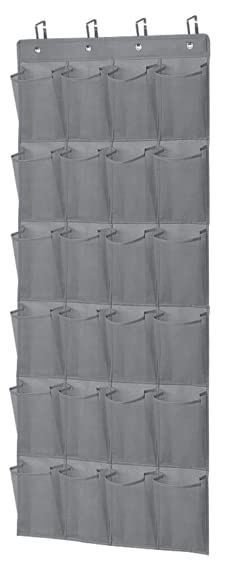 MERB HOME door Shoe Storage Organizer with 24 large pockets! 8 hooks included! 4 regular hooks and four special double-sided hooks for hanging co