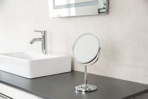 RIDDER Helene Makeup Mirror with Rhinestones Approximately 18.5 x 30 cm Chrome Coloured