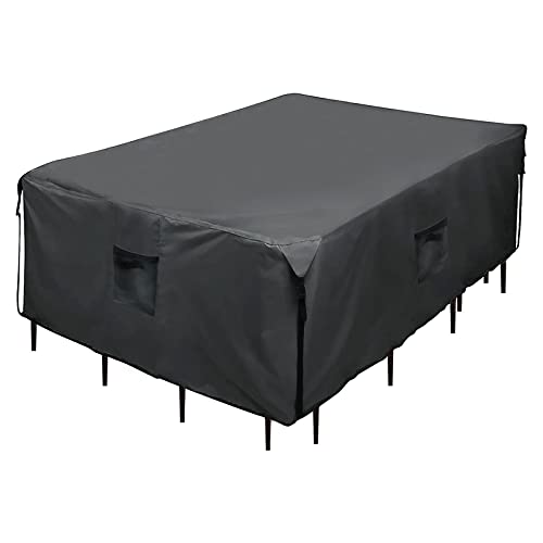 Orqihod Garden Furniture Covers Waterproof, 600D Heavy Duty Outdoor Square Table Cover with Buckle Straps, Tear-Resistant, Windproof, Grey Protec