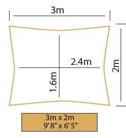 Kookaburra 3m x 2m Rectangle Water Resistant Garden Patio Sun Shade Sail Canopy 96.5% UV Block with Free Rope (Ivory)