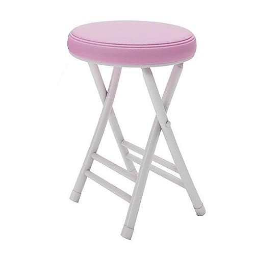 Folding Stool Metal Padded, Space Saving High Round Stool, Stackable Dining Chair Simple Portable Small Bench, For Breakfast, Office Stool, Foldi