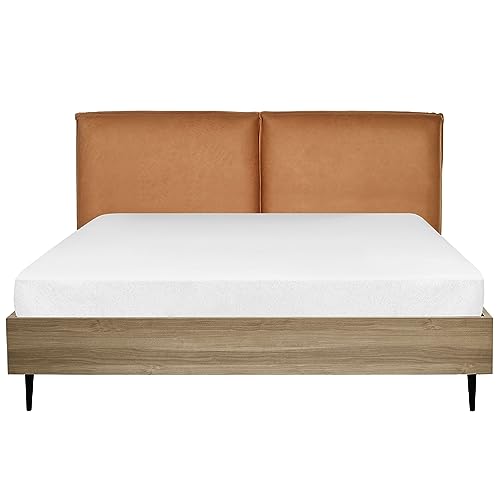 Modern EU King Size 5ft3 Bed Faux Leather Headboard Golden Brown Limanton