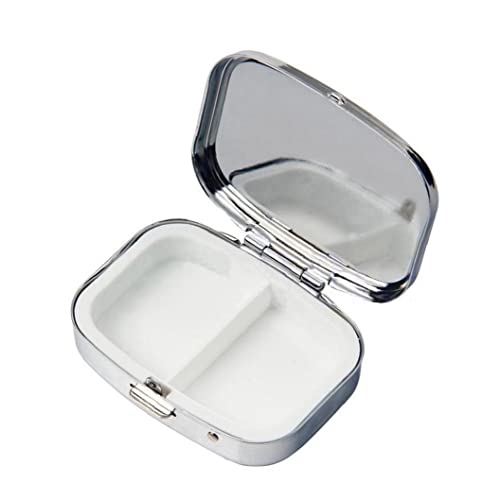 Container 2 Slots Metal Medicine Box Rectangle Painting Small Medicine Case Vitamin Box for Travel Outdoors
