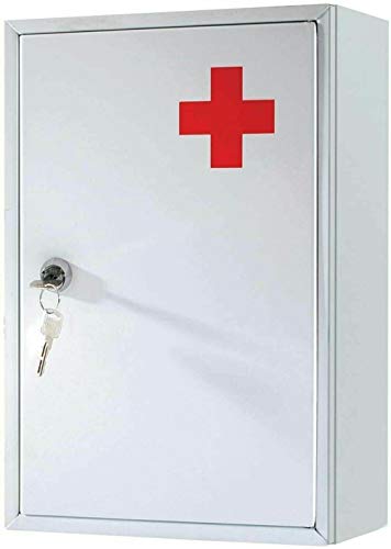 PaulStore Wall Mount First Aid Medical Medicine Metal Steel Cabinet Box Lockable Case Box