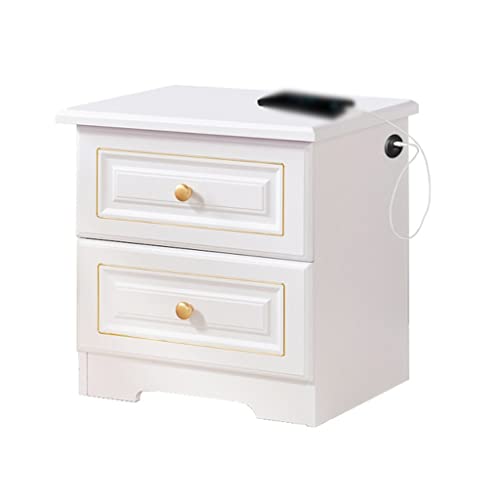 JJZXD Table Chevet bois Chargeur USB, armoire Rangement Intelligente Multifonction Pour Chambre Coucher