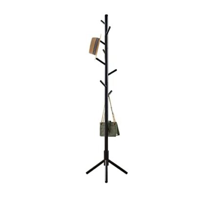 YEVONNIE Solid Rubber Wood Coat Rack, Free Standing Coat Rack, Tree-Shaped Coat Rack with 8 Hooks, 3 Height Options, for Clothes, Hats, Bags, for