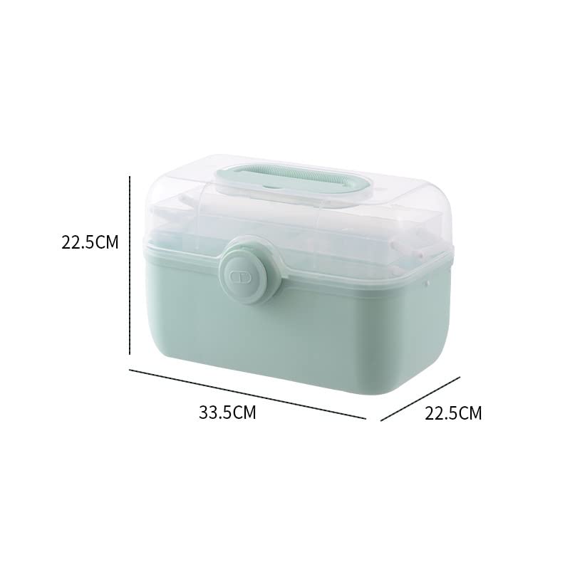 LIKEUDO Green 3 Layer First Aid Medicine Storage Box Family Medicine Organizer Emergency Medicine Organizer With Portable Small Pill Box (M)