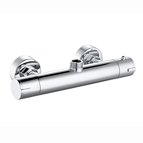 ENKI, Dune, T22, Chrome, Thermostatic Shower Mixer Valve, Bar Shower Mixer Valve, Anti Scald Device, Modern Design, Constant Temperature Control,