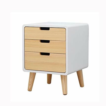 N/A Simple and Three-drawer Design Bedside Table, Mini Locker Bedroom Solid Wood Bedside Storage Cabinet