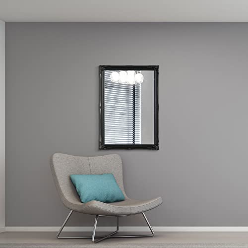 HIGH GLOSS BLACK Shabby Chic Antique Style Rectangular Wall Mirror complete with Premium Quality Pilkington's Glass - Overall Size: 24 inches x 3