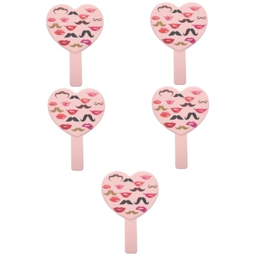 FOMIYES 5pcs handle mirror mini mirrors mirror handheld mini vanity mirror pink heart shaped mirror cosmetic hand mirror bedroom mirror plastic h