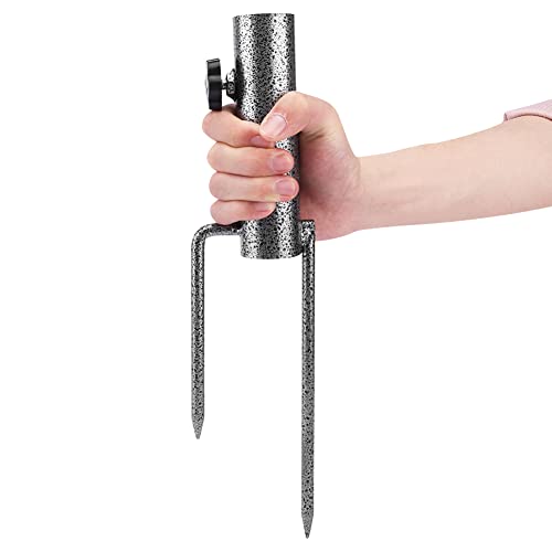 Kisbeibi Adjustable Portable Umbrella Base, Heavy Duty Ground Insert Steel Coating Umbrella Stand Outdoor Base for Big Umbrella Outdoor Park Pati