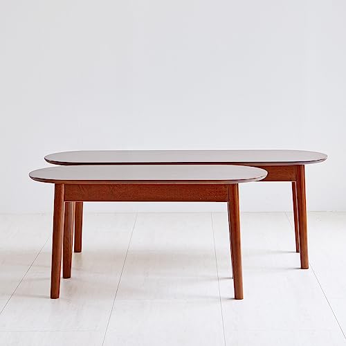 Livinia Aslan 35" Malaysian Oak Round Wooden Dining Bench/Solid Wood Bedroom Entry Way Kitchen Corridor Bench (Walnut)