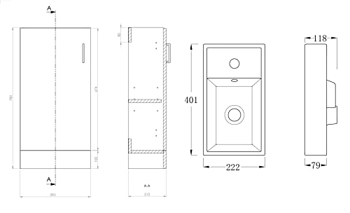 VeeBath Bathroom Cloakroom Vanity Basin Cabinet Unit Free Standing White High Gloss Sink Storage Furniture (Sheen)