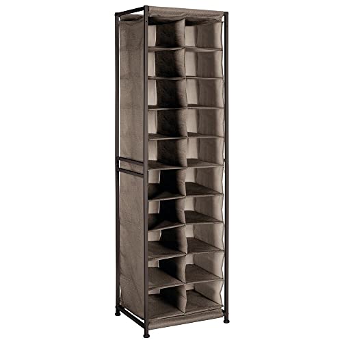 mDesign Shoe Rack – Practical Canvas Storage Cubes with Metal Frame for Hallway or Storeroom – Canvas Storage Unit with 20 Compartments – Linen/T