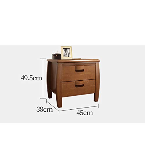N/A Solid Wood Double Drawer Design Bedside Table, Mini Antique Simple Bedside Table