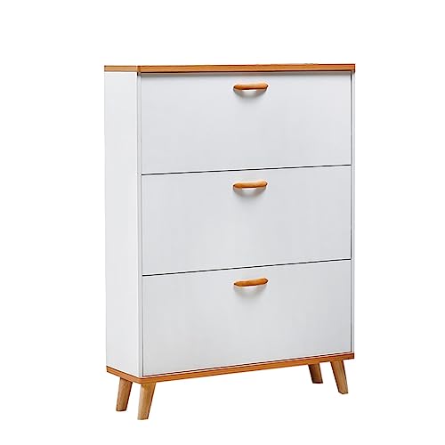 TJLSS Ultra-Thin Shoe Cabinet Home Doorway Home Tilting Entrance Cabinet Integrated Solid Wood Leg Shoe Rack