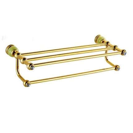 HIGOH Towel Racks, Bathroom Towel Rack Wall Mounted Towel Holder,Europe Copper Jade Towel Rack,Towel Holder Towel Rack,Marble European Bath Shelf