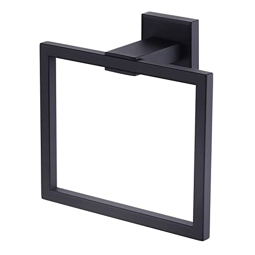 Towel Ring Wall Mounted Square Style Stainless Steel Bath Towel Holder Rack Towel Hanger for Kitchen Hotels Bathroom Toilet (Color : Matte Black)