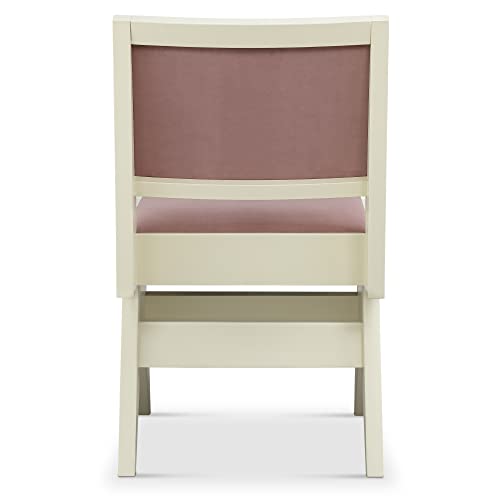 Meelano Side Chair, Oak Velvet, Pink