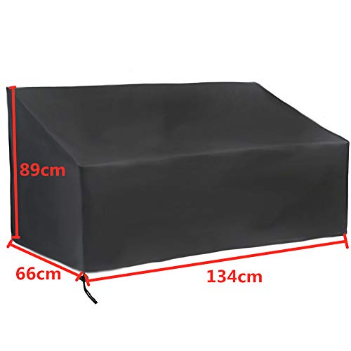 Garden Bench Cover 2 Seater Outdoor Waterproof Loveseat Cover 420D Oxford Fabric Garden Seat Cover Patio Furniture Cover with Drawstring Cord and