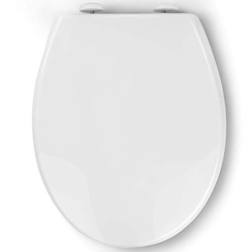 Pipishell Soft Close Toilet Seat, Toilet Seat with Quick Release for Easy Clean, Simple Top Fixing, Standard Toilet Seats White with Adjustable H