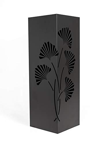 Mango Steam Black Tall 21.75" Ginkgo Leaf Umbrella / Cane / Walking Stick / Wrapping Paper Holder, Stand, Rack Organizer
