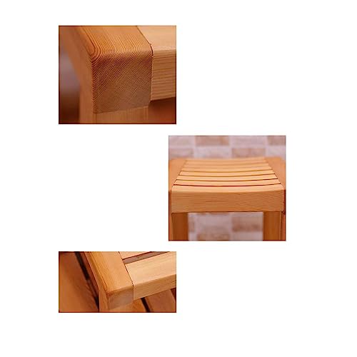 LUKEO Small stool- Shower Stool Home Foot Washing Bathing Take A Shower Solid Wood Bathroom Sauna Bedroom