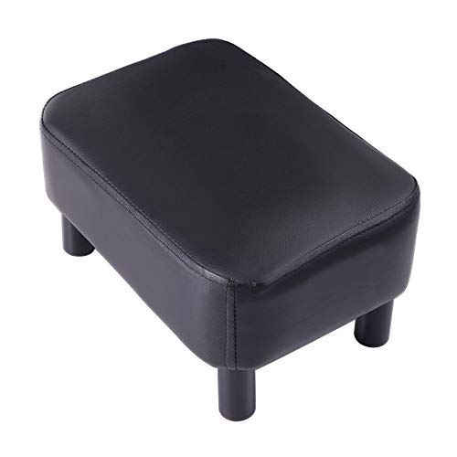 YMYNY 42 cm Footstool, Rectangle Ottoman with Stable Wooden Legs, Modern Linen Fabric Footrest, Change Shoes Stool for Living Room, Padded Seat f