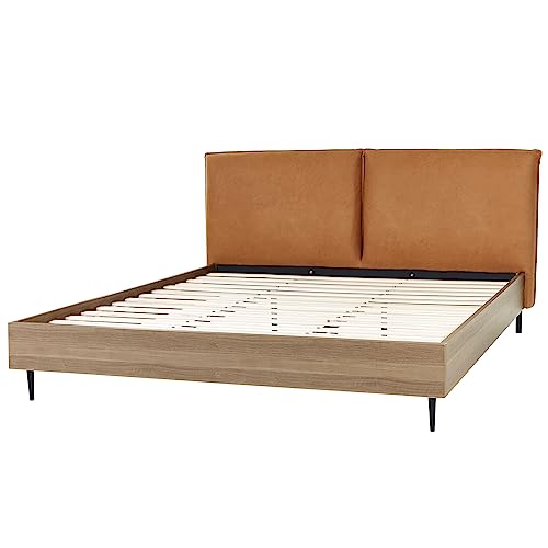 Modern EU Super King Size 6ft Bed Faux Leather Headboard Golden Brown Limanton
