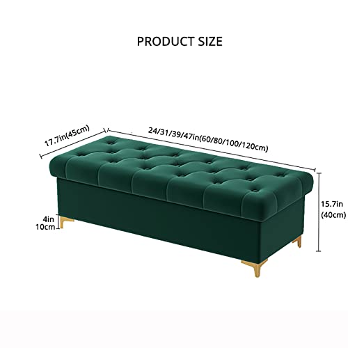 Luxurious Ottoman Bench with Storage,Modern Storage Chest Storage Ottoman Bench for Bedroom Living Room,Velvet Upholstered Storage Bench End of B