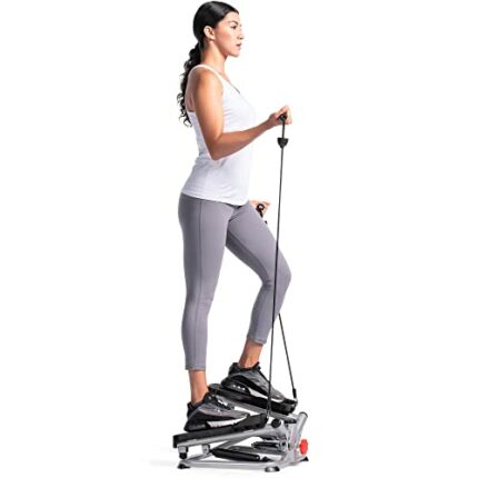 Sunny Health & Fitness Advanced Twist Stepper Machine with Resistance Bands, Portable Mini Stair Stepper Aerobic Indoor Exercise Equipment for Fu