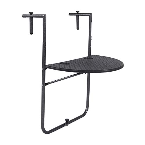 Chicreat 81008 Hanging Balcony Table, Foldable, Black