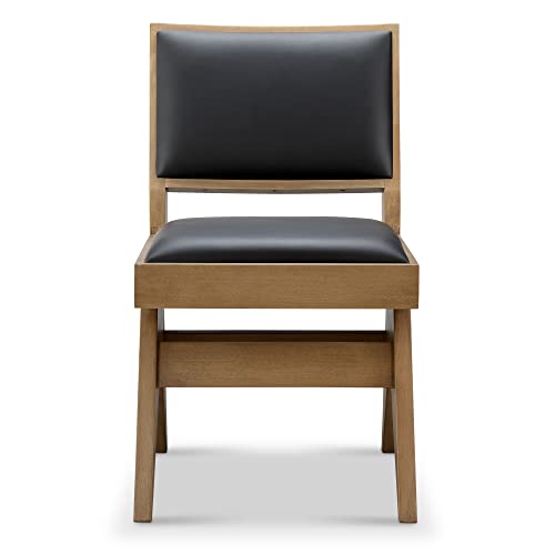 Meelano Side Chair, Oak Leather, Black