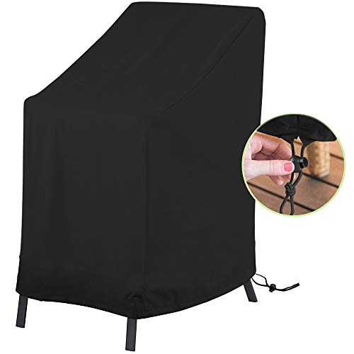 KANOSON Garden Stacking Chair Cover, Waterproof Patio Chair Covers Windproof, Anti-UV Heavy Duty, 210D Oxford Fabric Protective Cover for Outdoor