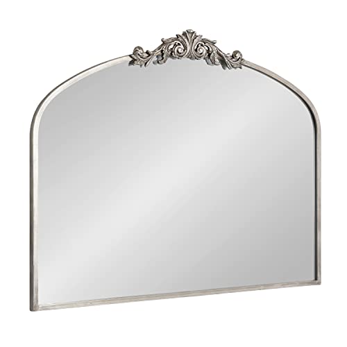 Kate and Laurel Arendahl Traditional Arch Mirror, 24 x 36, Antique Black, Baroque Inspired Wall Decor